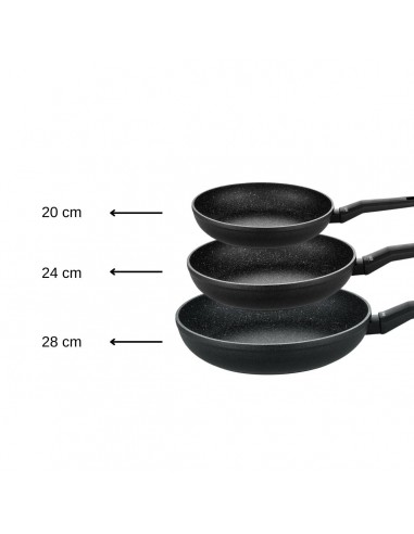 Set de 3 poêles à frire 20 cm 24 cm et 28 cm Elo Granit Solution le des métaux précieux